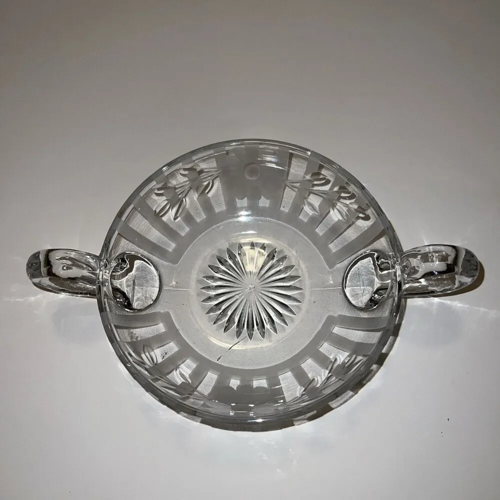 Vintage Heisey Glass Candy Relish Dip Bowl 2 Handled EUC
